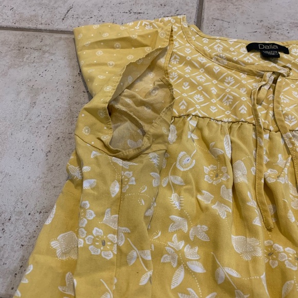 💜 Dalia Yellow Floral & Geometric Babydoll Top XXL - Picture 5 of 7